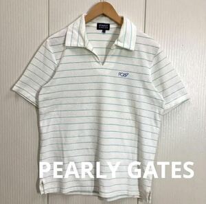 73 PEARLY GATES パーリーゲイツ パイル スキッパー 半袖ポロシャツ サイズ3 GOLF ゴルフ メンズ ロゴ刺繍 30921AB