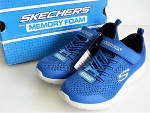 【訳あり未使用】SKECHERS DYNA-LITE キッズ 軽量 スポーティーメッシュスニーカー 左21.5cm 右21.0cm RYBK ロイヤルブラック【0578】