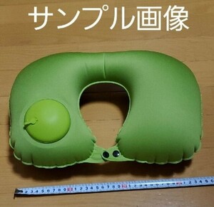 ポンプ式ネックピロー　携帯枕　Ｕ型　旅行用　コンパクト　水色