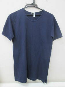 (86)♪AGNONA アニオナ レディース 半袖 Tシャツ綿100% イタリア製 ネイビー サイズ44