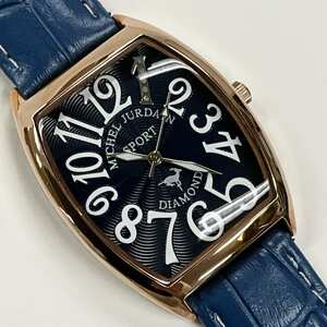 ミッシェルジョルダン 腕時計 SL-1100-8 ローズゴールド ブルー レザーベルト [箱なし]