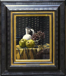 【真作保証】青木敏郎「果物のある静物」油彩6号/写実画を代表する画家の一人