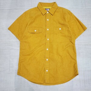 THE NORTH FACE PORPLE LABEL ノースフェイス パープル レーベル リネン ポリエステル 半袖 シャツ S/S SHIRT マスタード 系 サイズ S