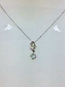 [K10WG] white gold CZ pendant necklace unused 20230909