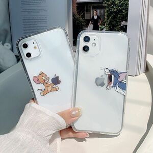 iPhone12Promaxケース トムとジェリー TPU クリア キャラクター かわいい スマホケース iPhone7 8 11 12 13 14 Pro max mini Plusケース