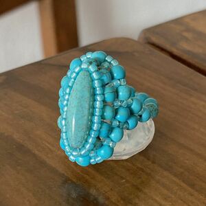 18-20 number beads ring ring long bai corn . scouring turquoise. ring 