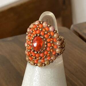 13-15 number beads ring ring large round orange × Gold 