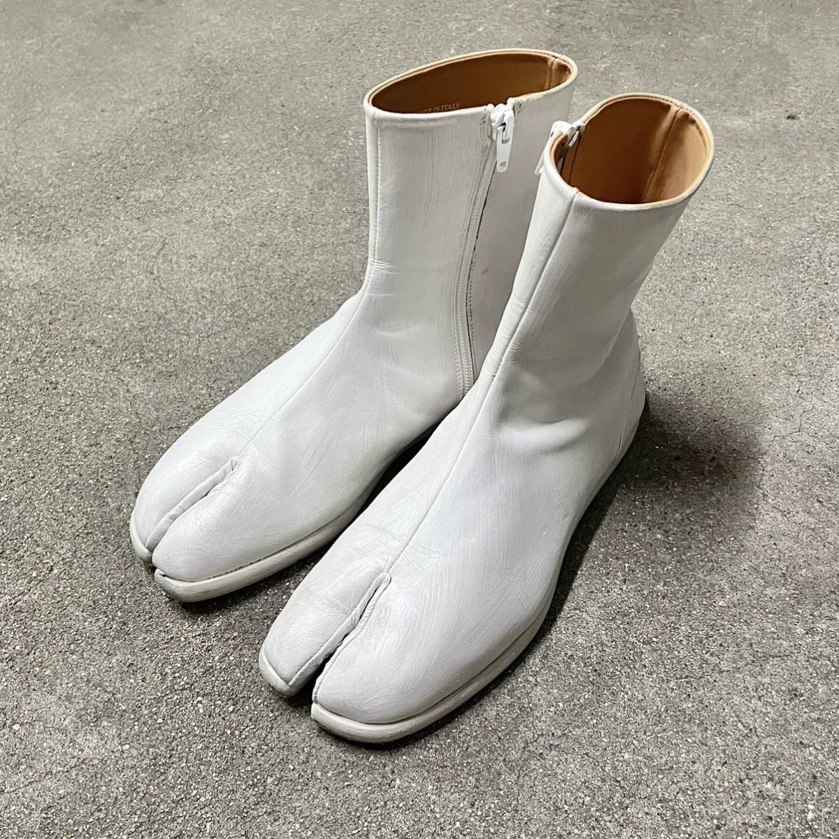 maison margiela 足袋ブーツ 白 ペイント 43-