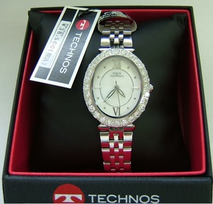 TECHNOS Tecnos женские наручные часы T6914SW серебряный стразы брать шт 