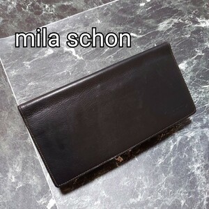 ミラショーン　mila schon　長財布　札入れ　レザー　黒