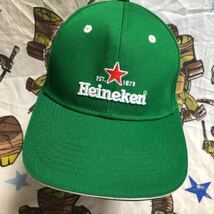 90〜00s Heineken キャップ 緑 フリーサイズ 刺繍 ハイネケン ビール アジャスター_画像2