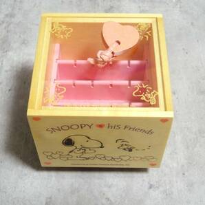 レトロ PEANUTS SNOOPY スヌーピー＆ウッドストック ピアスホルダー ハート 木製 ケース マリモクラフトの画像3