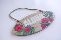 ★ハワイアン雑貨★ALOHA オーナメント／木製／ウッド壁掛け／ハワイインテリア雑貨／サインボード＜ハイビスカス＞_画像2