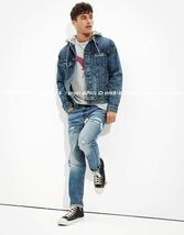 〓ラス２!!アメリカンイーグル/US XL/AE Hooded Denim Jacket/Blue ／ Gジャン_画像3