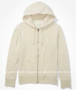 〓ラスト!! アメリカンイーグル/US XL/AE Fleece Graphic フルジップ/Oatmeal Heather