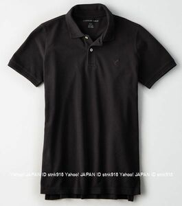 〓アメリカンイーグル/US XL/AE Solid Logo Brushed Pique ポロ/Black