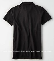 〓アメリカンイーグル/US XL/AE Solid Logo Brushed Pique ポロ/Black_画像2