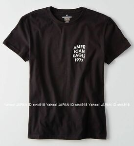 〓アメリカンイーグル/US L/AEO Flex Logo Graphic バックプリントTシャツ/Black