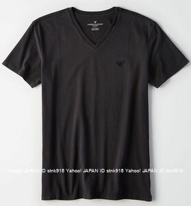 〓ラスト!! アメリカンイーグル/US XXL/AE Logo Slub V-ネックTシャツ/Black