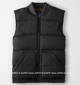 〓ラス２!!アメリカンイーグル/US M/AE Rib Neck Puffer ダウンベスト/Black