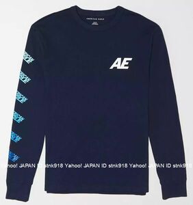 〓残りわずかです!!アメリカンイーグル/US XXL/AE Graphic ロンTee/Navy