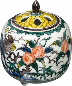  Kutani censer ceramics 3.5 number old Kutani flowers and birds made in Japan Japanese style tradition industrial arts ornament interior present gift present celebration . earth production 