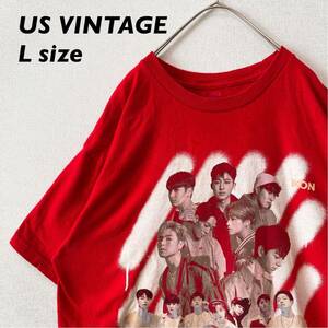 US古着　半袖Tシャツ　韓国　GOT7 ボーイズグループ　ビッグプリント　Lサイズ　ユニセックス　大きいサイズ　カットソー　プリントロゴ