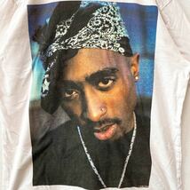 US古着　半袖Tシャツ　2pac アマル・シャクール　バンドTシャツ　男女兼用　ユニセックス　カットソー　白色　Sサイズ　ビッグプリント_画像4