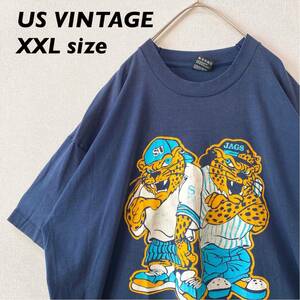 90s アメリカ製　半袖Tシャツ　シングルステッチ　カレッジロゴ　タイガー　USA製　ビッグプリント　ユニセックス　大きいサイズ　XXL