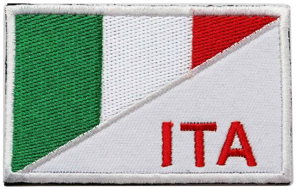 ワッペン イタリア 国旗 ITA マジックテープ（ベルクロ・面ファスナー）着脱式 ミリタリー サバゲー 刺繍パッチ