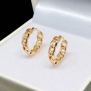 Qサークル フープピアス K18GP ゴールド 18金コート レディース メンズ アクセサリー ジュエリー リングピアス
