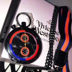 送料込●新品箱付● Vivienne Westwood ストップウォッチ チェーンストラップ クォーツ 黒 ヴィヴィアンウエストウッド ビビアン