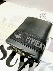 送料込●新品● Vivienne Westwood コンパクト財布 黒B 本牛革 ロゴベルト L字ファスナー ヴィヴィアン ウエストウッド ビビアン