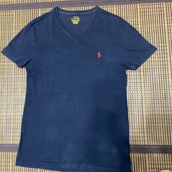 ポロ ポロラルフローレン POLO RALPH LAUREN 半袖 VネックTシャツ　紺色　165\\88A Ｌ(XS)