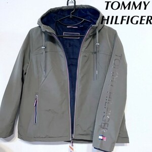 新品TOMMY HILFIGER トミーヒルフィガー フーディー パデッドパーカー マウンテンパーカー コート/ジャケット グレー メンズ 袖ロゴ