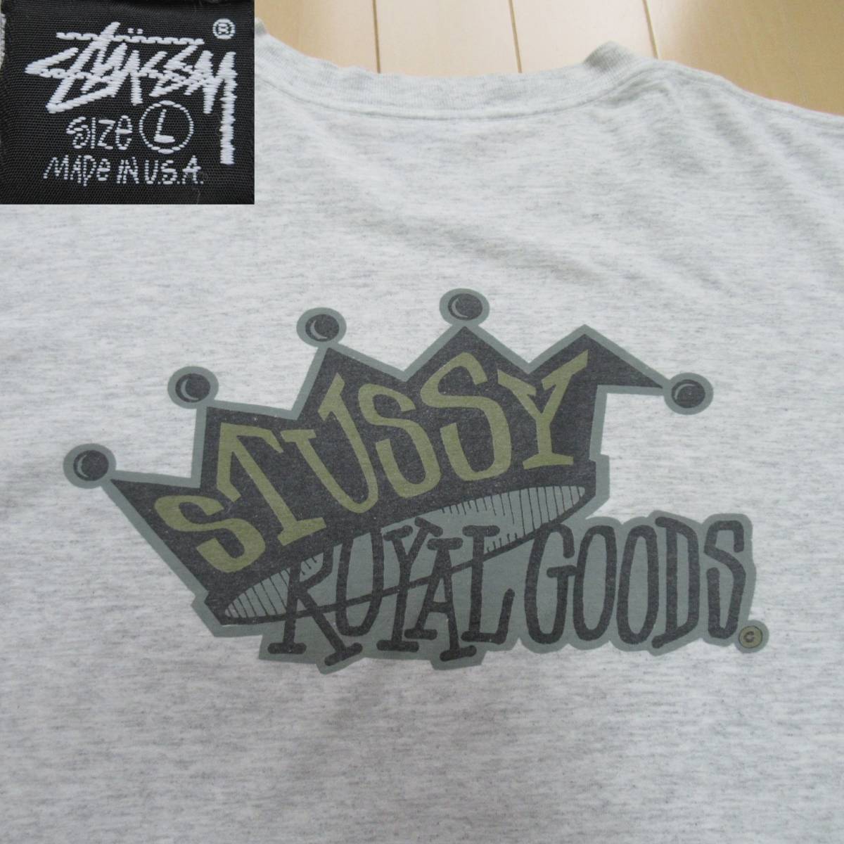 ☆即決送込☆ L 90s STUSSY ゾウ T-shirt Tee 半袖 old oldstussy