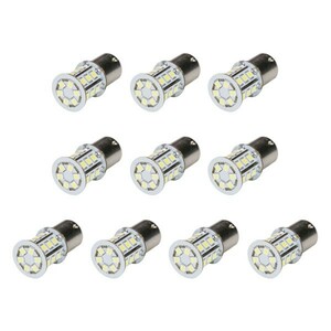 10個セット●● 12V SMD24連 S25シングル/G18 （BA15s） LED 電球 ホワイト 無極性 バック球 ナンバー灯 ハイマウントストップ球