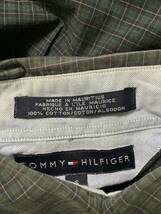 TOMMYHILFIGER トミーヒルフィガー　3点留め　ボタンダウンシャツ　長袖シャツ　チェック柄　ダークグリーン　古着　メンズ_画像4