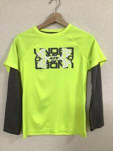 UNDERARMOUR Under Armor long sleeve T shirt Logo print Layered Junior Youth child clothes sport wear old clothes 