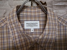 men's F376 BEAUTY＆YOUTH UNITED ARROWS ビューティーアンドユース チェック柄 長袖 シャツ 38 ライトモカ系_画像5