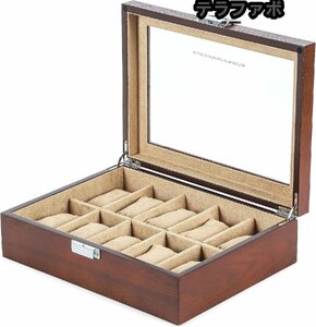  wristwatch storage case wristwatch storage box collection case 10ps.@ for wooden man and woman use high class ( beige lock attaching )