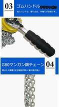 レバーホイスト ミニサイズ 軽量化 携帯しやすい 合金鋼 チェーンローラー ヒッパラー 荷締機 高品質 (0.5T/3M)_画像5