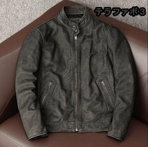 レザージャケット 牛革 シングルライダース 本革 革ジャン カウハイド カーコート バイクジャケット メンズファッション■_画像1