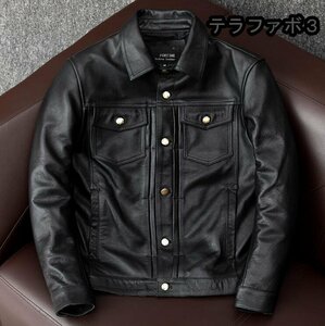 レザージャケット 上品　本革 牛革　高級　ライダースジャケット 革ジャン Ｓ～5XL　秋冬　黒