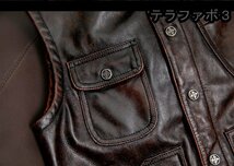 メンズレザー　ジャーキン ベスト 本革　牛革　バイクジャケット ライダース　S～4XL 黒_画像5