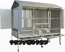 ステンレススチール製 犬用 ケージ 屋外防雨 断熱 トイレ トレイ ユニバーサルホイール 中型犬用 耐荷重500kg 110*75*158cm_画像1