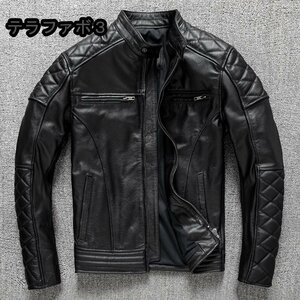 レザージャケット メンズ ハレージャケット　バイクジャケット　高級　牛革　本革　革ジャン S～5XL　黒