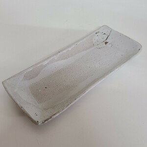  Hagi . Shibuya mud poetry long plate 26.5×11cm white Hagi unused (af94)