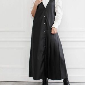 MODE ROBE 前後2way レザー ジャンスカ ワンピース ジャンパースカート ブラック 黒