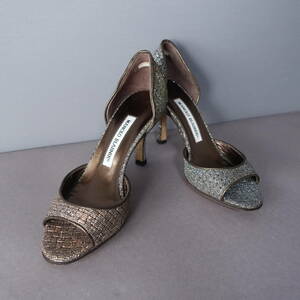 MANOLO BLAHNIK/ Manolo Blahnik /35/ mules / high heel / pumps / silver × Gold / lady's shoes / sandals 